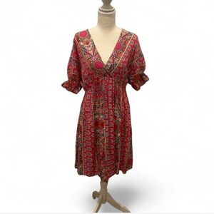 Elegant Pink Patterned Dress Coquette Cottage multicolor feminine